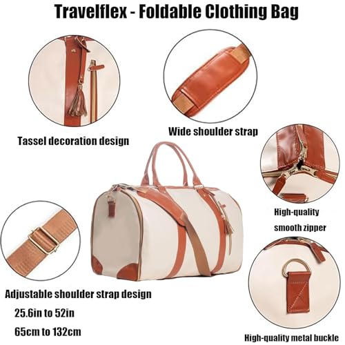 Styleushaven Foldable Travel Bag, Luxury Travel Bag Suitcase, Large Capacity Foldable Garment for Women (Blue Stripe)2