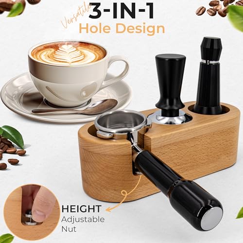 SIRCLES Espresso Tamping Station 58mm - Premium 3-in-1 Espresso Tamper Station, Distributer and Portafilter Holder - Espresso Organizer Station