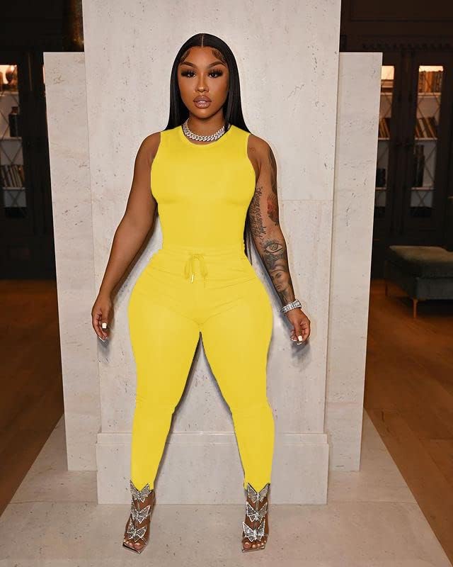 TOPSRANI Womens Two Piece Outfits Bodycon Tracksuit Sweatsuits Solid Jogger Biker Workout Gym Lounge Short Sleeve Pant Sets - Image 6