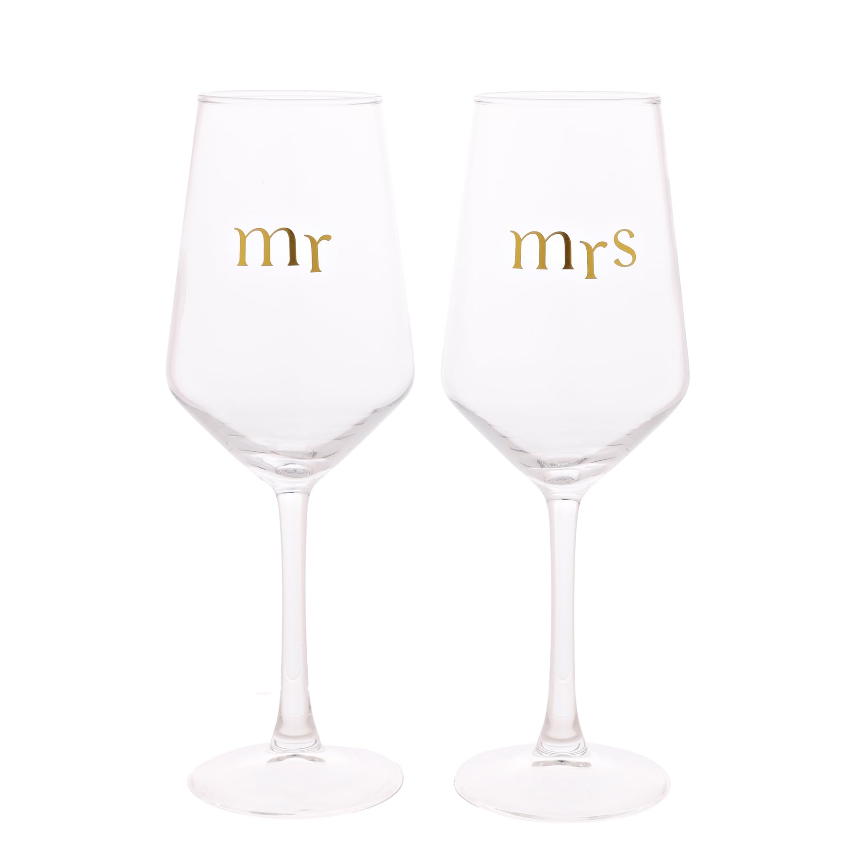 Widdop and Co Confetti - Set of 2 Wine Drinking Glasses - Mr & Mrs - Wedding/Anniversary/Hen Do Gifting, Couples Present & Homeware - Boxed & Ready to Gift.