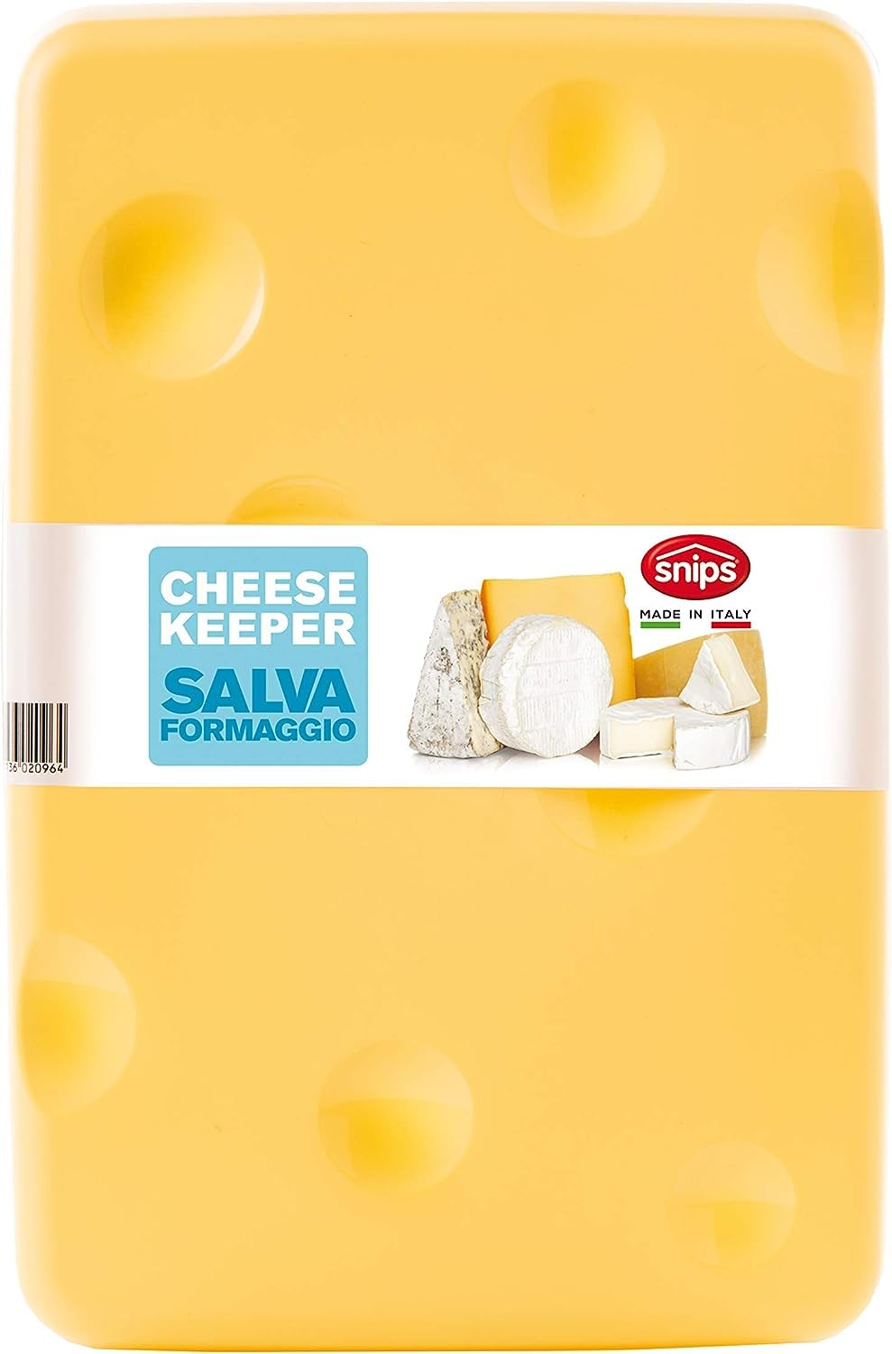 Snips Cheese Saver 3 LT, pojemnik na ser do lodówki, pudełko na ser z siatką 26 x 17 x 10,5 cm, żółty kolor, wyprodukowano we Włoszech, bez BPA