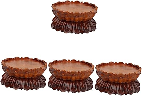 Alipis 4 piezas para almacenamiento de esferas de flores de oficina soporte de madera para manualidades base decorativa bola de cristal bola de loto