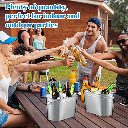 4 Pcs 9.5L Ice Buckets Galvanized Ice Bucket Beverage Tub Drink And Ice Beverage Tub Wine Ice Oval Bucket Metal Drink Tin Bucket Cooler Ice Tub For Party For Farmhouse Rustic Home Bar Ice Bucket #TOP3