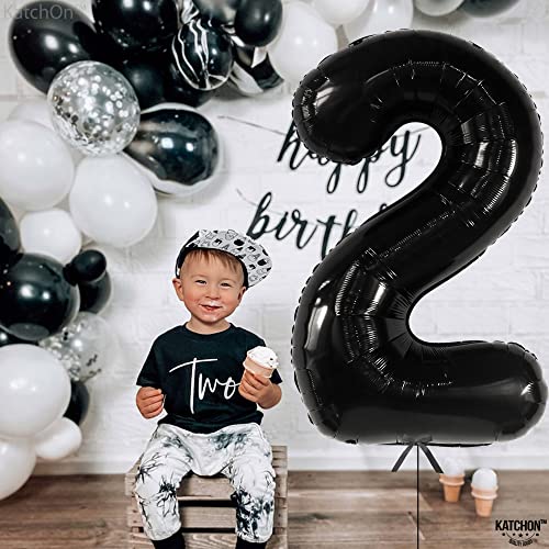 Image of KatchOn Black Number 2 Balloon 40 Inch 2nd Birthday Decorations for Boys