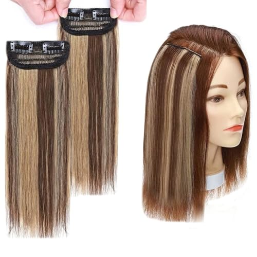 Image of Real 100% Human Hair 2Clip Extension Remy Straight Side Bangs Patch To Add Side Hair Volume Highlights Color Highlights | Soft Natural Looking Reusable Lightweight Clip Extension for Daily Use, Styling & Party Causal Wear | 16inch Hair Length (2pc)