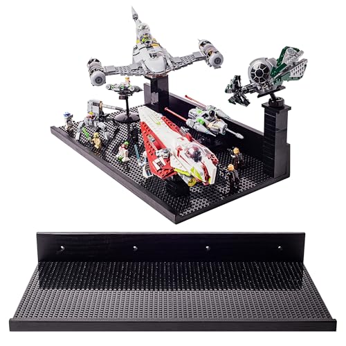 Brickmaster Displays - XL Shelves Floating Shelves for Building Block Display - Compatible as a Lego Display Shelf - Floating Shelves for Wall - Works with Major Building Blocks - Black, 2-Pack
