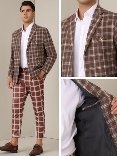 Lars Amadeus Plaid Blazers for Men's Color Block Business Checked Patterned Sports Coat4