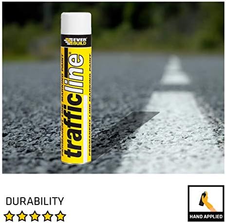 Everbuild Trafficline Solvent Based Permanent Line Marking High, Heavy Duty High Build Formulation Spray Paint, White - 700ml