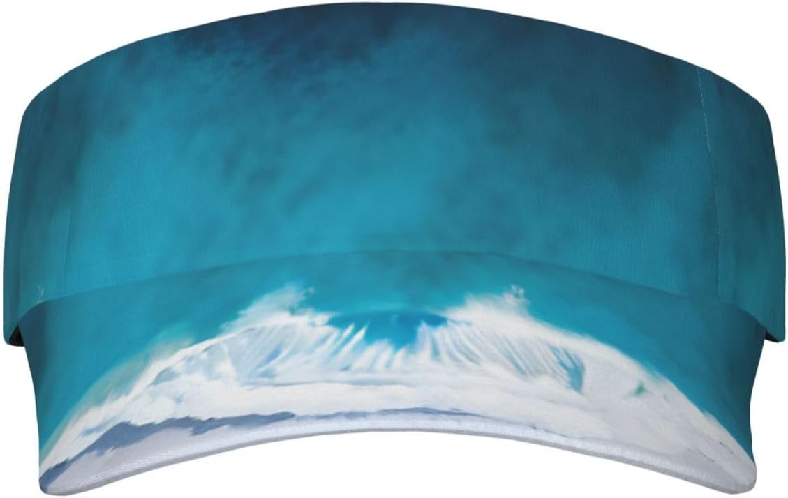 (Underwater View) Adult Sun Visor Hat Adjustable Open Top Sports Cap Breathable for Men Women Beach Vacation Essentials Black