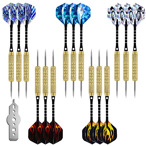 15Packs Steel Tip Darts - 18Gram Darts Metal Tip Set Professional Darts Steel Tip Set with Durable Darts Set Install Tool
