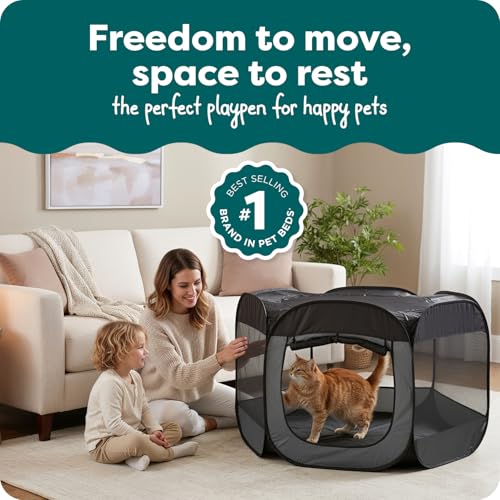 Image of FurHaven Soft-Sided Dog & Cat Playpen, Portable Foldable Indoor & Outdoor Pet Playpen with Mesh Windows & Zippered Door, Gray, Extra Large