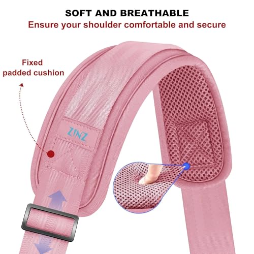 Image of ZINZ 74 inch Shoulder Strap with Fixed Pad and Dual Balanced Buckles,Pink