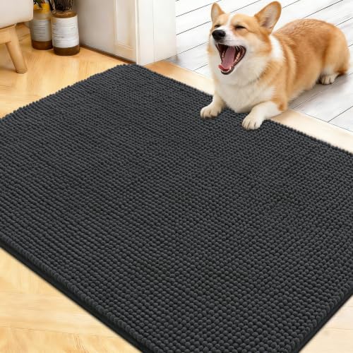 Image of OLANLY Dog Door Mat for Muddy Paws 40x32, Absorbent Chenille Mud Doormat