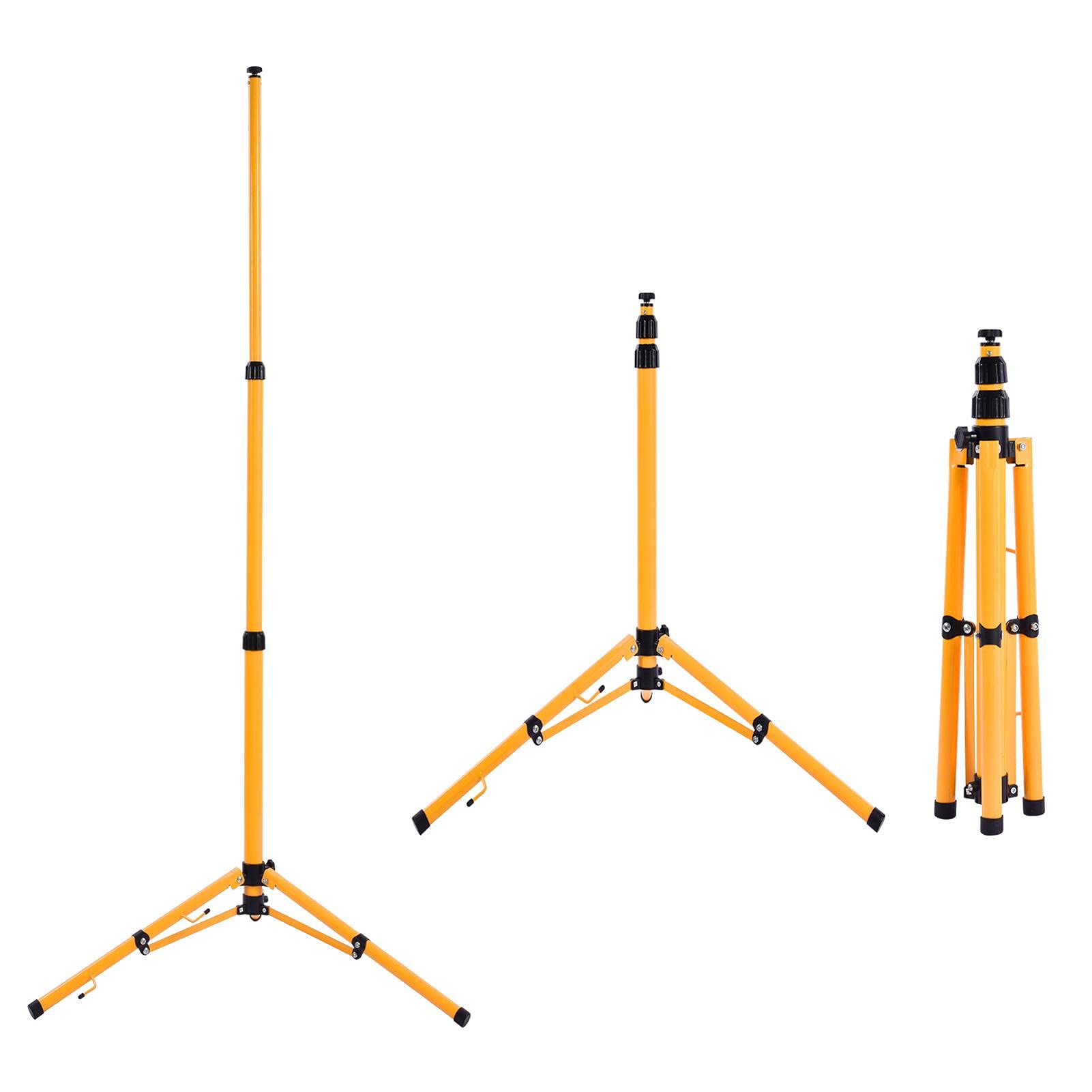 AAOTE Adjustable Telescopic Floodlight Tripod Stand, Portable Rechargeable Cordless Work Lamp LED Flood Light Tripod Stand, Metal Telescopic Tripod for Garage Workshop Camping Job Site Lighting Mount