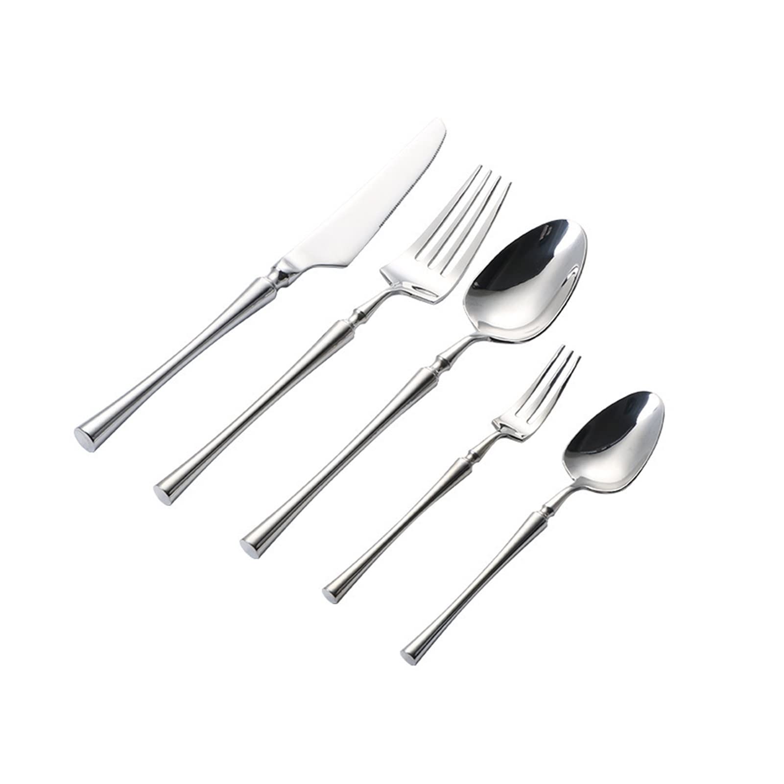 Générique Ensemble De Couverts en Acier Inoxydable, Couteau, Fourchette Et Cuillère 5 Pièces, Finition Miroir, Durable, Adapté Aux Fêtes Et Aux Mariages, Couverts De Camping Et De Voyage
