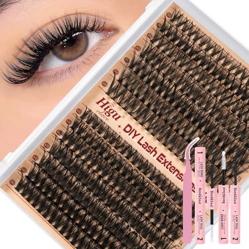 Higu clace Lash Clusters Kit DIY 280pcs Natural Lash Clusters Eyelash Extension Kit, 10-18mm 30D 40D wispy Individual Lashes Set with Lash Bond and Seal, Lash Tweezers for Self Use(30D40D)