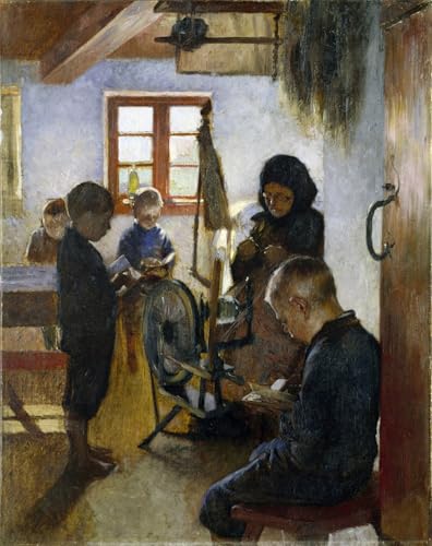 Peinture d'Oscar Gustaf Bjorck École du Village, affiche murale en toile 60x90cm