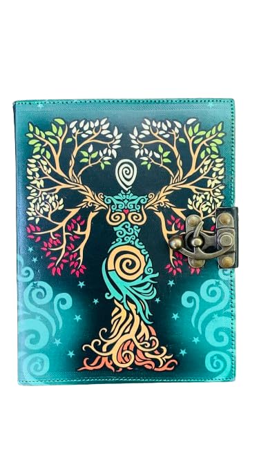 OVERDOSE Mother of Earth Design Handmade Green vintage leather journal • Deckle edge paper - Image 2