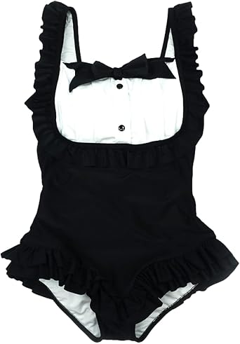 Cute One Piece Swimsuits Womens Lolita Maid Cosplay Lingerie Sexy High Waisted Vintage Bathing Suit
