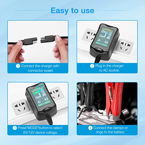 Ebl 6V 12V Battery Charger 1.5Amp Smart Charger - Portable Automotive Car Battery Charger Trickle Charger Battery Maintainer With Temperature Compensation For Cars, Motorcycles, Boats, Atvs, Rvs #TOP1