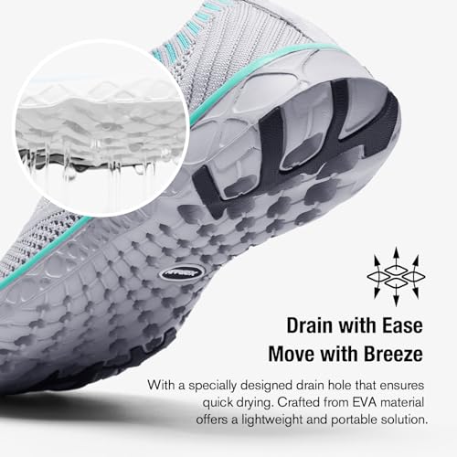 ALEADER Women's Adventure Aquatic Water Shoes Gray/Aqua Sky 8.5 D(M) US - Thumbnail 3