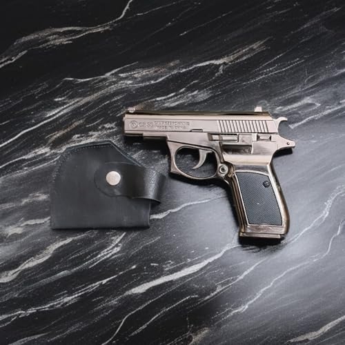 Image of Z83 HEAVIESTGun Style Metal Body Lighter with Barrel, Cover and Stand, Black,Gold
