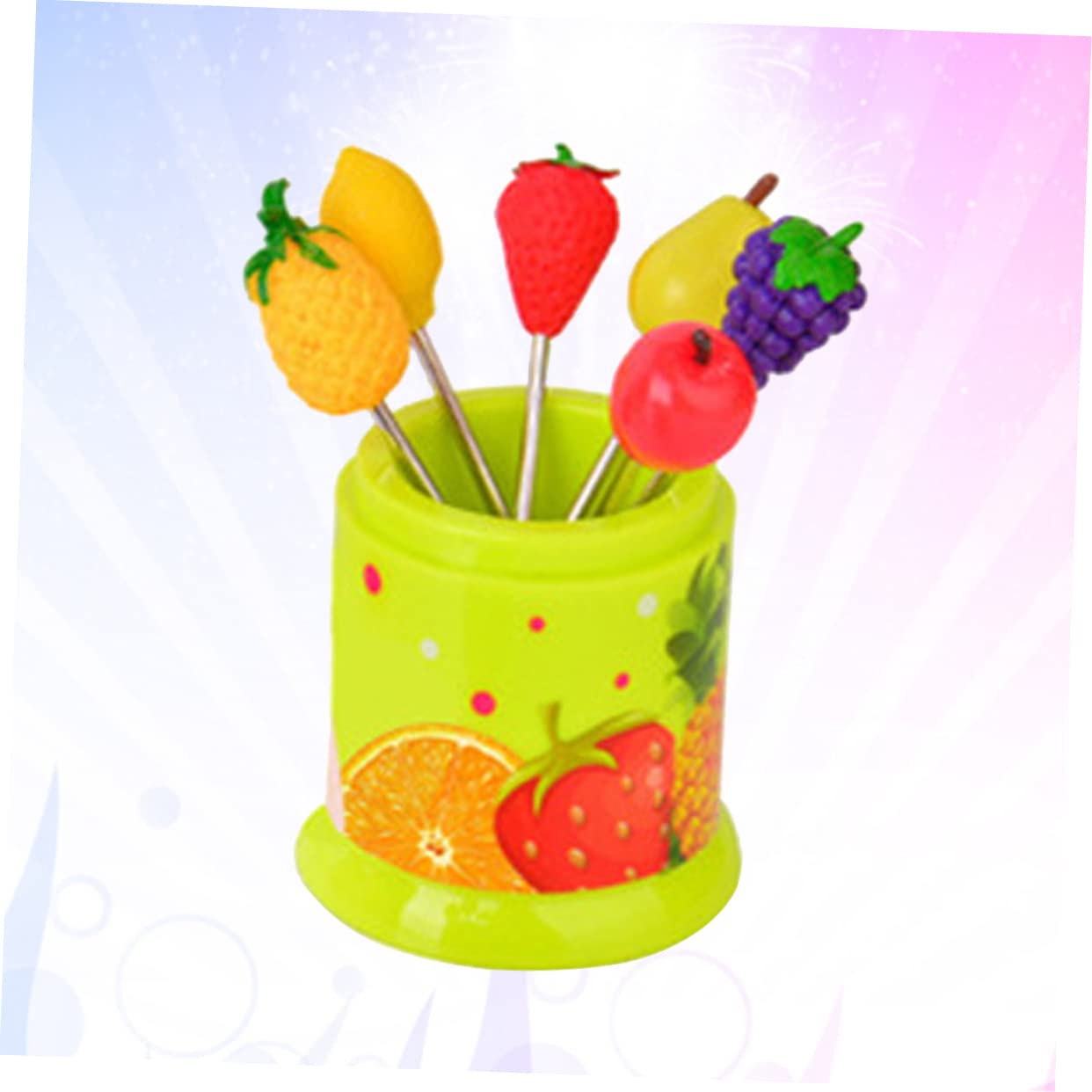 Alipis Fruit Forks for Party 6 Pcs Novelty Cutlery Set Fork Cake Fruit Silverware Cute Love Reusable for Lunchbox Random Style