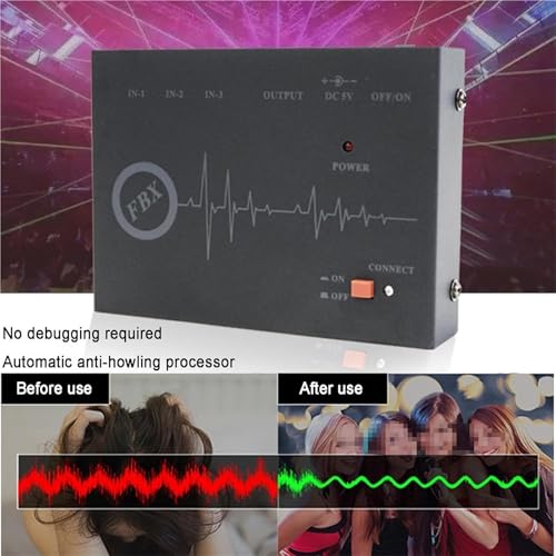 Supresor de retroalimentación profesional mini, procesador de audio anti-lloriqueo, operación inteligente con un solo botón, para sala de conferencias y estudio de grabación miniatura 2