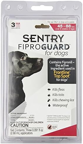 SENTRY PET CARE Fiproguard for Dogs, Flea and Tick Prevention for Dogs (45-88 Pounds), Includes 3 Month Supply of Topical Flea Treatments
