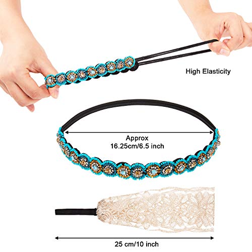 Willbond 10 Pieces Rhinestone Beaded Headbands Elastic Elegant Lace Handmade Headwraps Wide Hair Bands Vintage Crystal Jewelry Hairbands For Girls Women Hair Accessories #TOP5