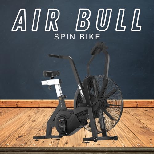 Image of LET'S PLAY AIRBULL Commercial Exercise Air Bike for Home Gym Cycle Cardio Training with Moving Handles, Cushioned Seat, Infinite Resistance Fitness Cycle, Max 150Kg Weight Support [1 Year Warranty]