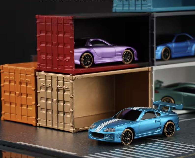 Helidirect Turbo Racing RC Drift Cars stored in miniature shipping containers