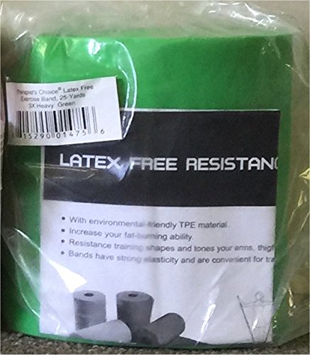 Therapist’s Choice® Professional Non-Latex Resistance Bands for Upper and Lower Body Exercise Workouts, Physical Therapy, Lower Pilates, and Rehab, 25 Yard Roll Bulk Roll (Green-3X Heavy)