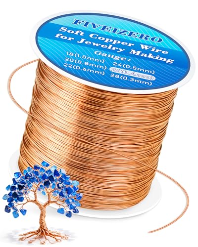 FIVEIZERO 328ft 26 Gauge Copper Wire for Jewelry Making Pure Dead Soft Bare Copper Wire for Electroculture Gardening Crafting Beading Sculpting