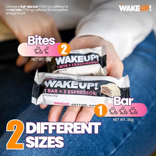 Image of WAKE UP! Caffeinated Vanilla Creme Bars, 3 Espressos, 3 Pack (18 Bars)
