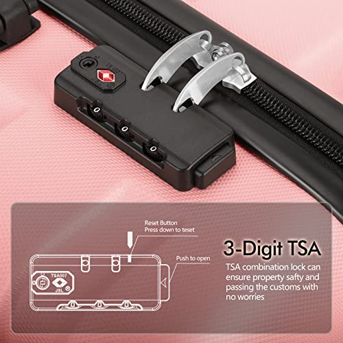 Image of AnyZip Luggage PC ABS Hardside Lightweight Suitcase with 4 Universal Wheels TSA Lock 20 24 28 Inch, Pink, 28 inch Checked-Large, Solid