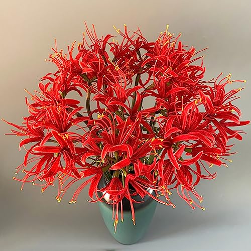 Image of 4 Stems 26.38'' Artificial Spider Lily Flowers Lycoris Radiata for Home Garden Decoration Red