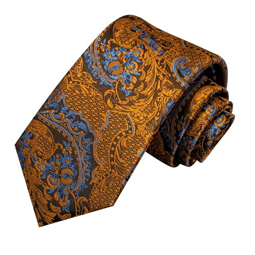 Image of Hi-Tie Men 63inches Tie Set Extra Long Necktie Paisley Tie Pocket Suqare Cufflinks Big and Tall Men Tie
