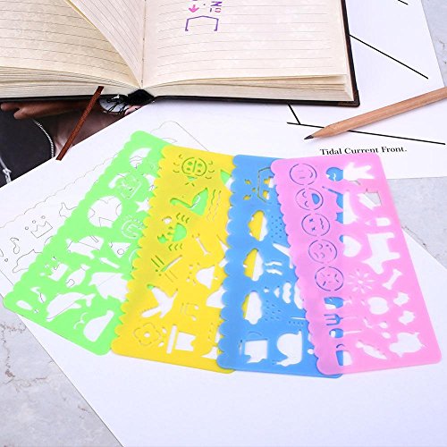 gazechimp 4pcs Artigos De Papelaria Doces Cor Desenho Réguas Modelo Material De Pintura De Escritóri