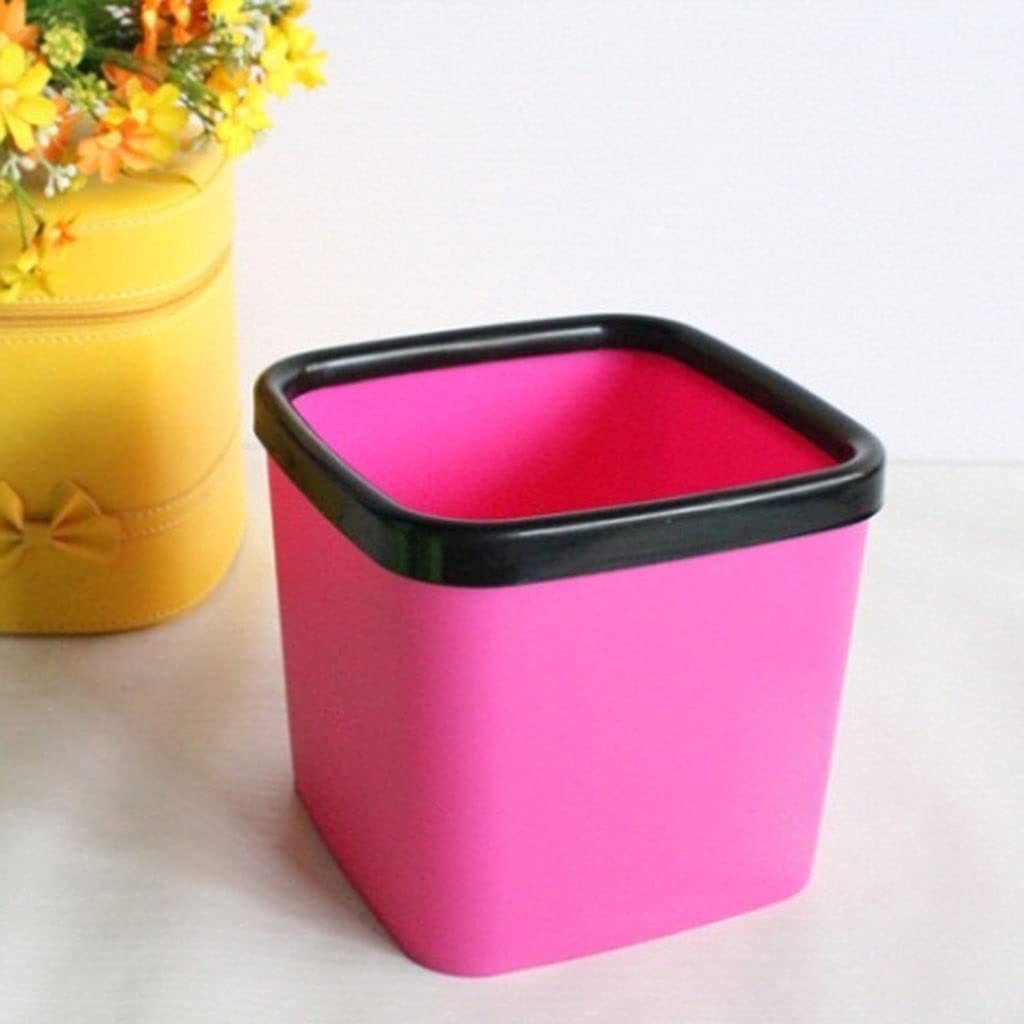 Kosz na śmieci Kosz na śmieci Creative Square Plastikowe śmieci Desktop Can Mini Grube i trwałe kosz na śmieci bez pokrywy Najlepsze przedmioty stylu życia (Color : Pink)