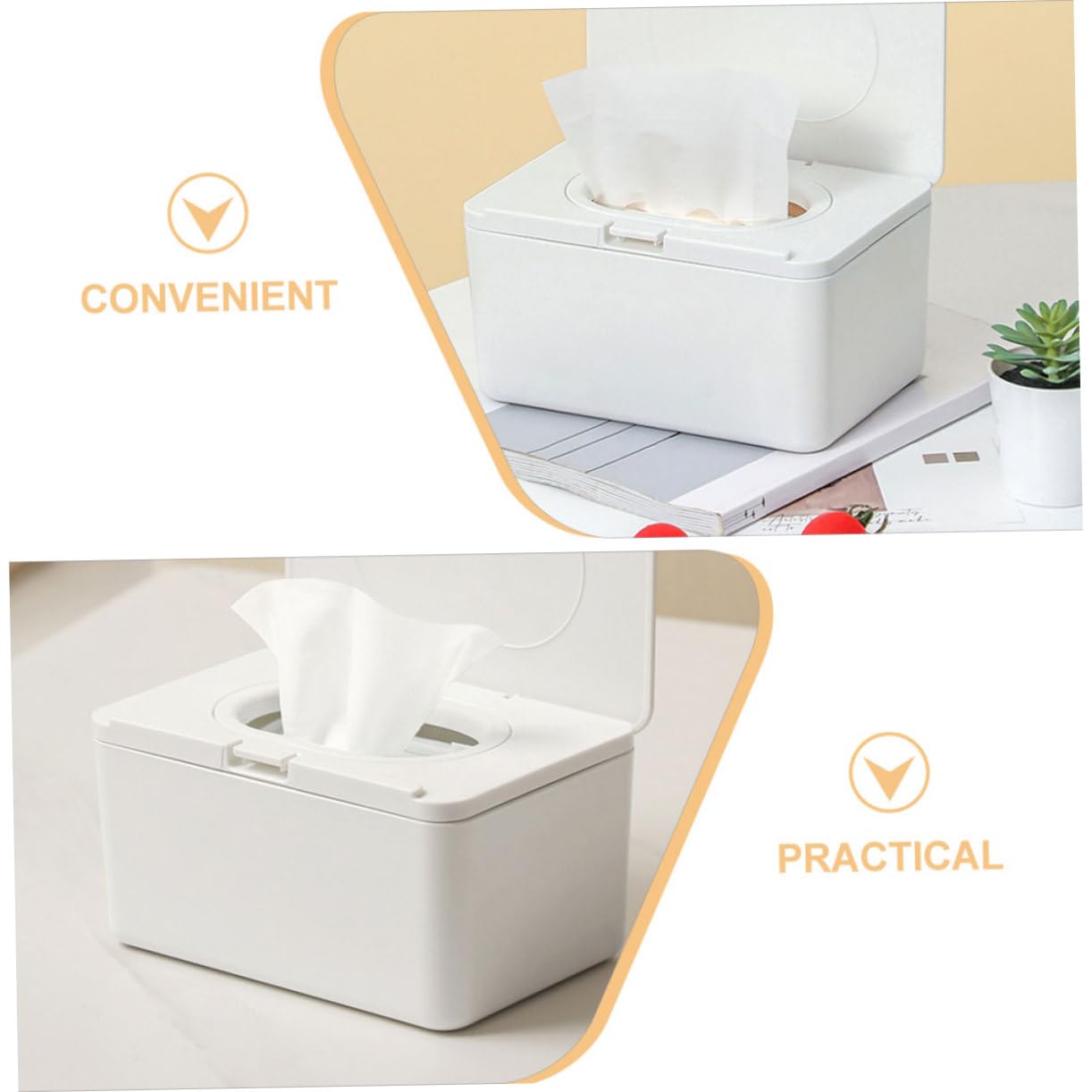 ERINGOGO 2 Boîtes à Lingettes pour Bébé en Plastique Blanc, Réutilisables et Portables, pour Salon et Intérieur, Couvercle Hermétique, Lot Pratique