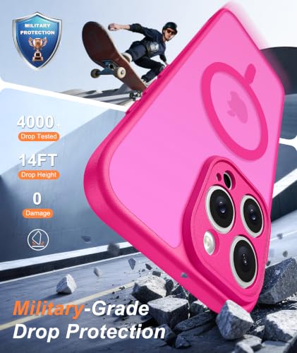 Image of FNTCASE for iPhone 16 Pro-Max Case: Translucent Hot Pink Fit for MagSafe
