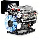 V8 Engine Model Kit 535 PCS Build Your Own Mini Working Engine, Educational 8-Cylinder Petrol Car Engine Replica, Creative Gift Building Kit for Teens Adults Boys Girls 14 Plus