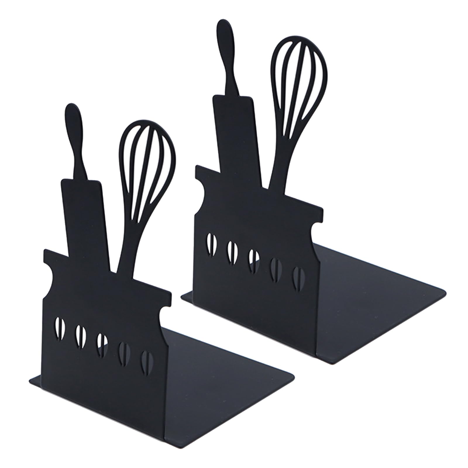 2Pcs Heavy Duty Iron Bookends Kitchen Themed Space Saving Metal Organiser for Home Metal Bookends