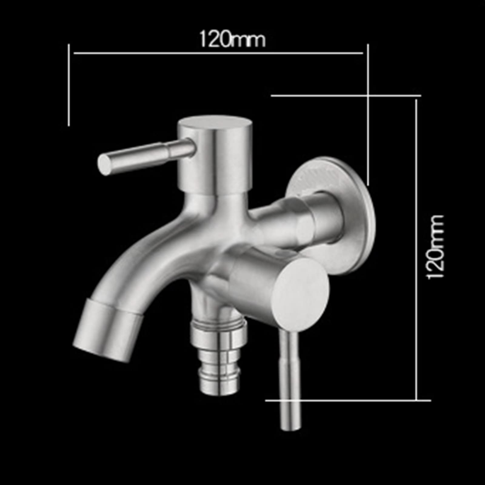 TTDGYYXW Grifo Exterior Lavadora Grifo Doble uno en Dos Salidas Acero Inoxidable Lavadora Grifo Doble Uso Montado en la Pared Balcón Fregona Fregadero Grifo para Jardines
