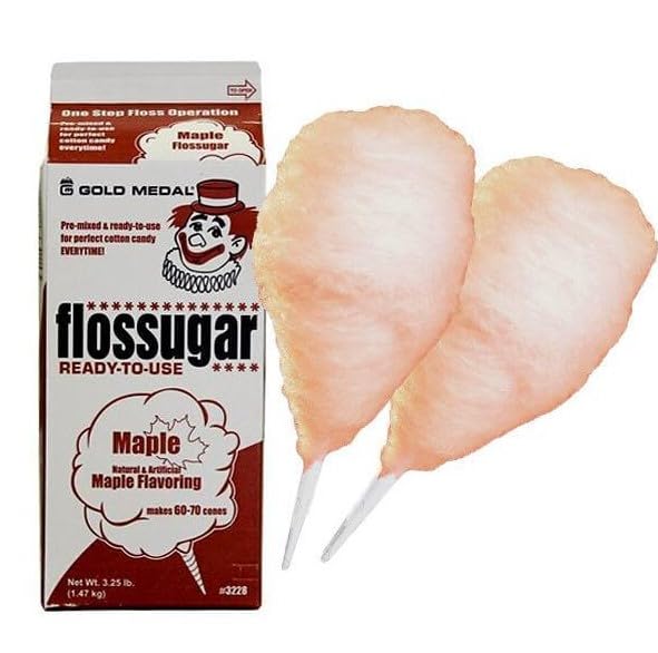 Generic Maple (Maple Syrup) - Floss sugar Flavor Cotton Candy 3.25 lb - 1 Carton 52 oz - 1/2 Gallon image 5