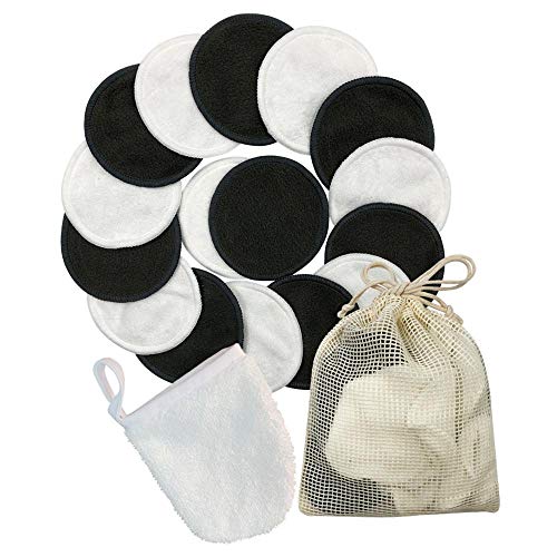 Coton Demaquillant Lavable, lesgos 16 packs Tampons Démaquillants En Bambou bio Réutilisables Avec Sac À Lessive, Lingettes Nettoyage Du Visage lavable pour lingette démaquillante yeux/visage