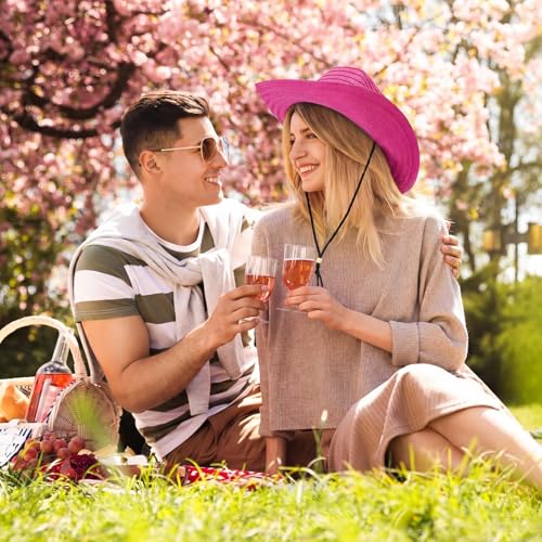 Image of JaGely 15 Pcs Straw Cowboy Hats Wide Brim Summer Hat Women Men Country Accessories for Western Themed Party Concerts Birthday