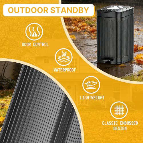 Image of Dog Poop Trash Can Outside 2.7Gal Dog Waste Trash Can with Lid Odor Control | Outdoor Trash Can with Lid Foot Pedal, Outdoor Dog Poop Trash Can with 20 Bags,Pet Waste Trash Can with Lid Soft Close, Black