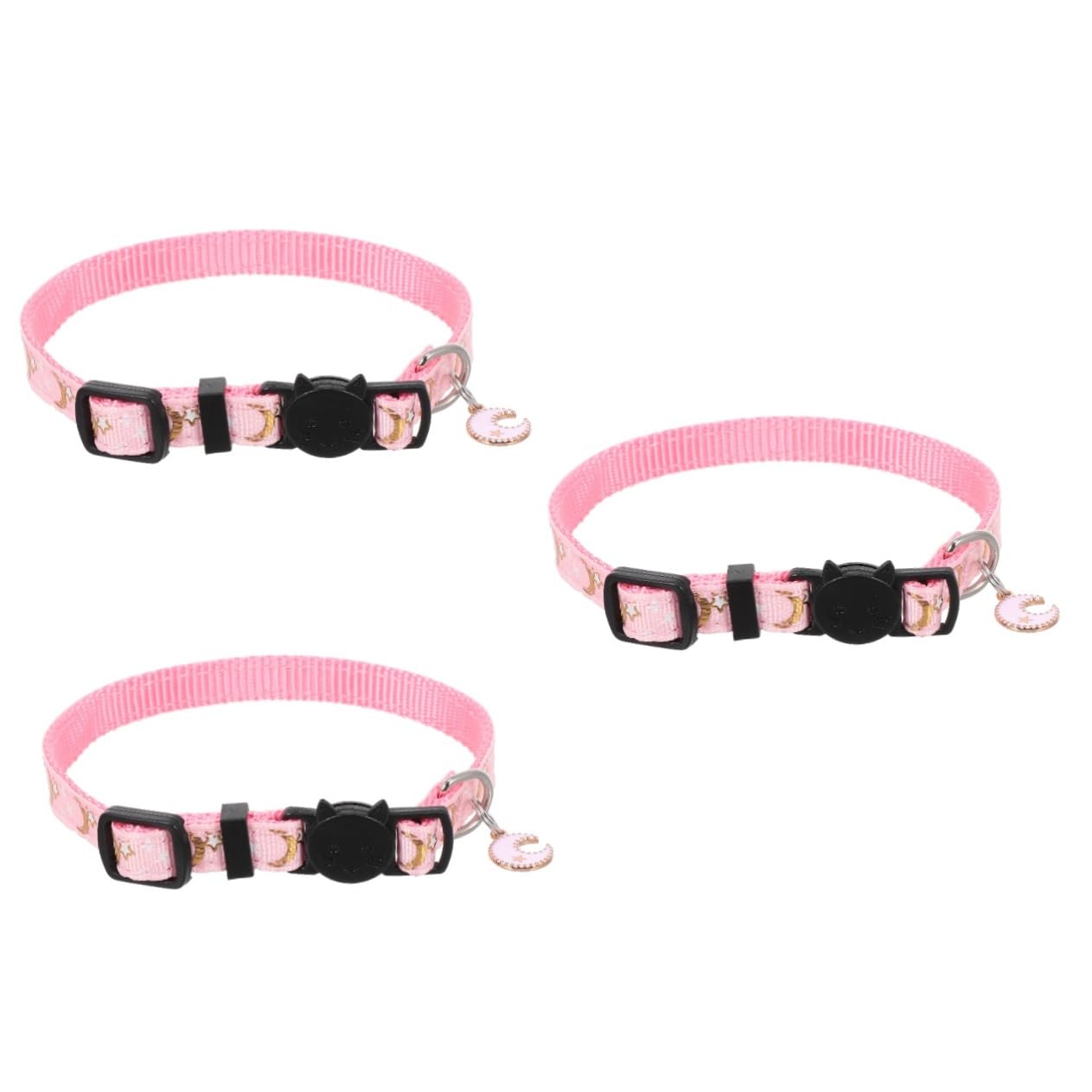 Collar flexible para gatos Yardwe, pack de 3 con diseño de luna y estrella para mascotas